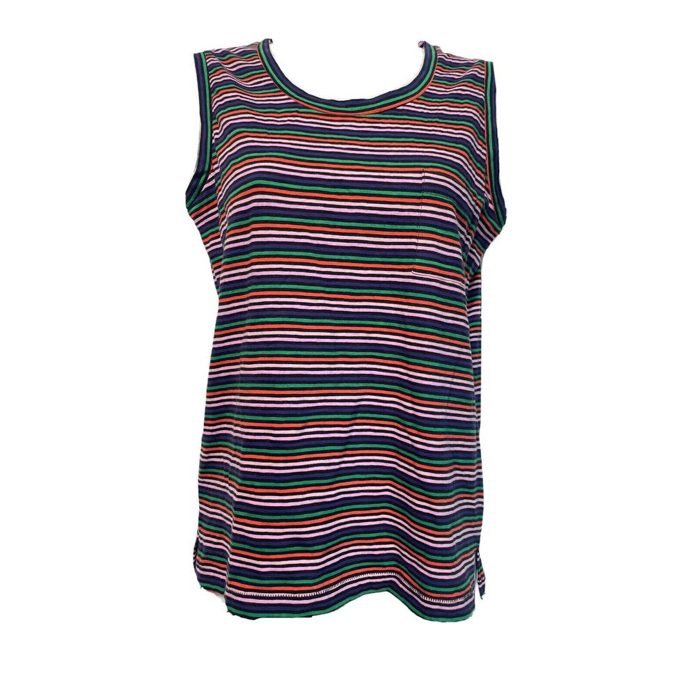 Madewell Size XS Tank Top One Pocket Muscle Coastal Rainbow Striped Women’s
